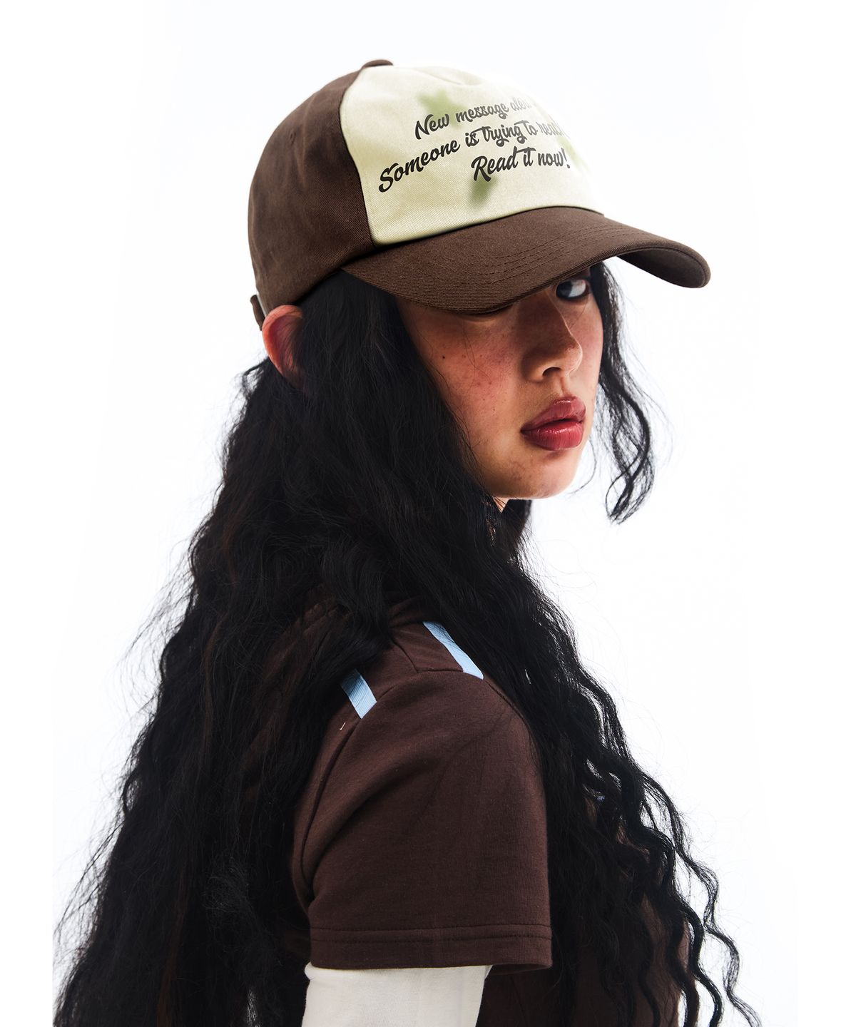 아메스 월드와이드(AMES-WORLDWIDE) TWO TONE LETTERING BALL CAP BROWN