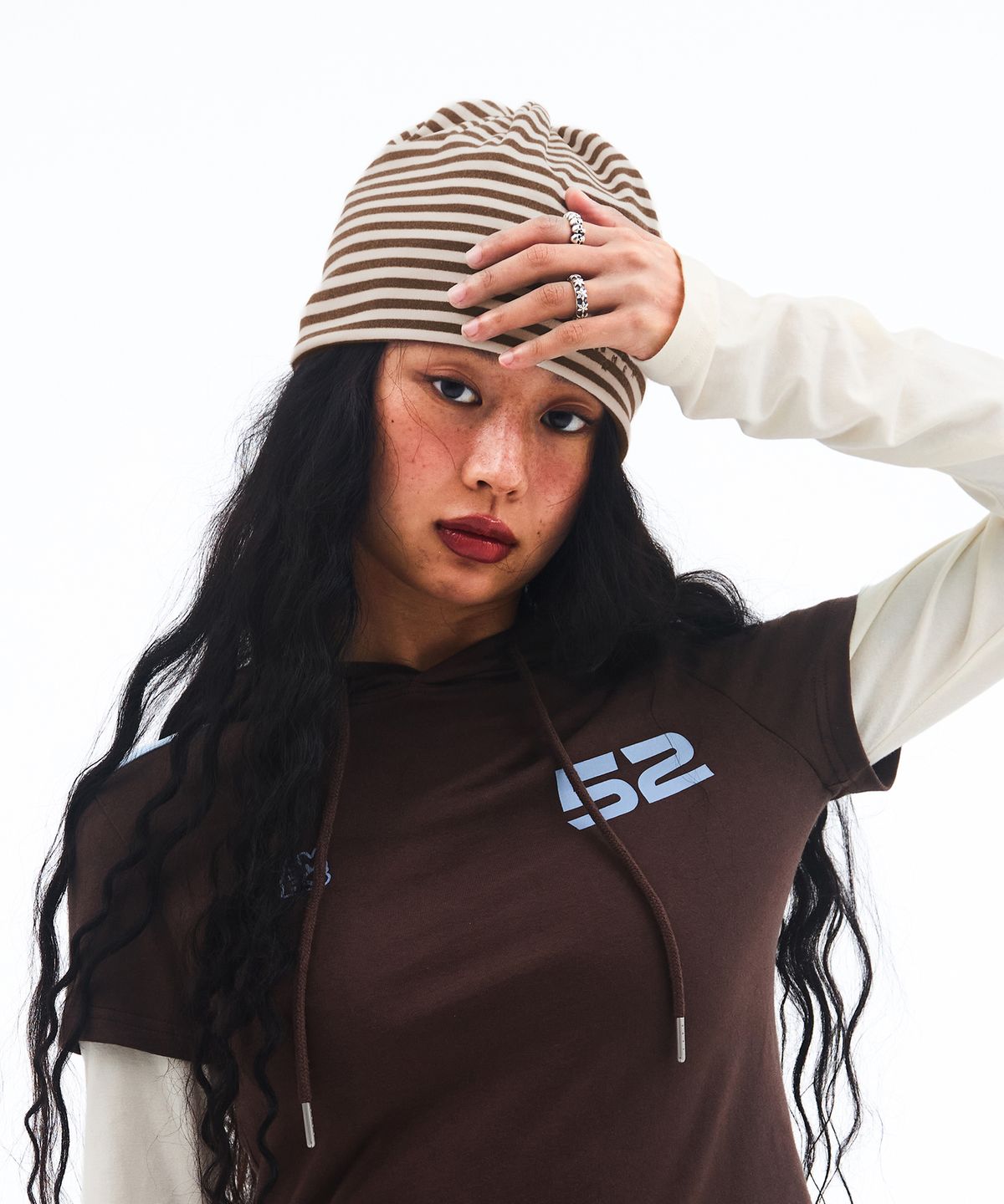 아메스 월드와이드(AMES-WORLDWIDE) JERSEY STRIPE BEANIE BROWN