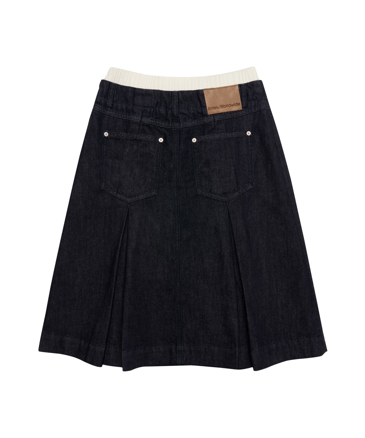아메스 월드와이드(AMES-WORLDWIDE) DENIM PLEATS MIDI SKIRT DEEP BLUE