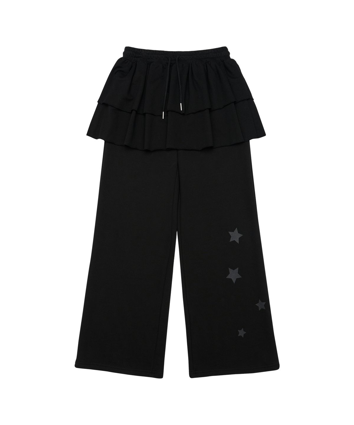 아메스 월드와이드(AMES-WORLDWIDE) FRILL LAYERED SWEAT PANTS BLACK