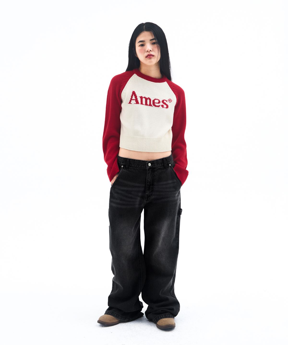 아메스 월드와이드(AMES-WORLDWIDE) SEMIWIDE DENIM PANTS BLACK