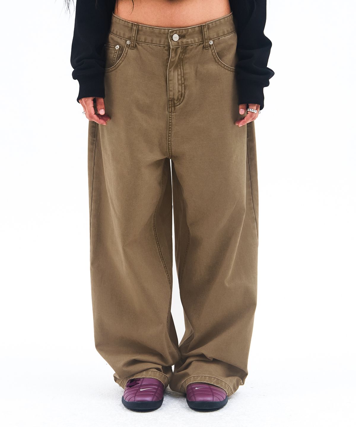 아메스 월드와이드(AMES-WORLDWIDE) OVERFIT COTTON PANTS BROWN