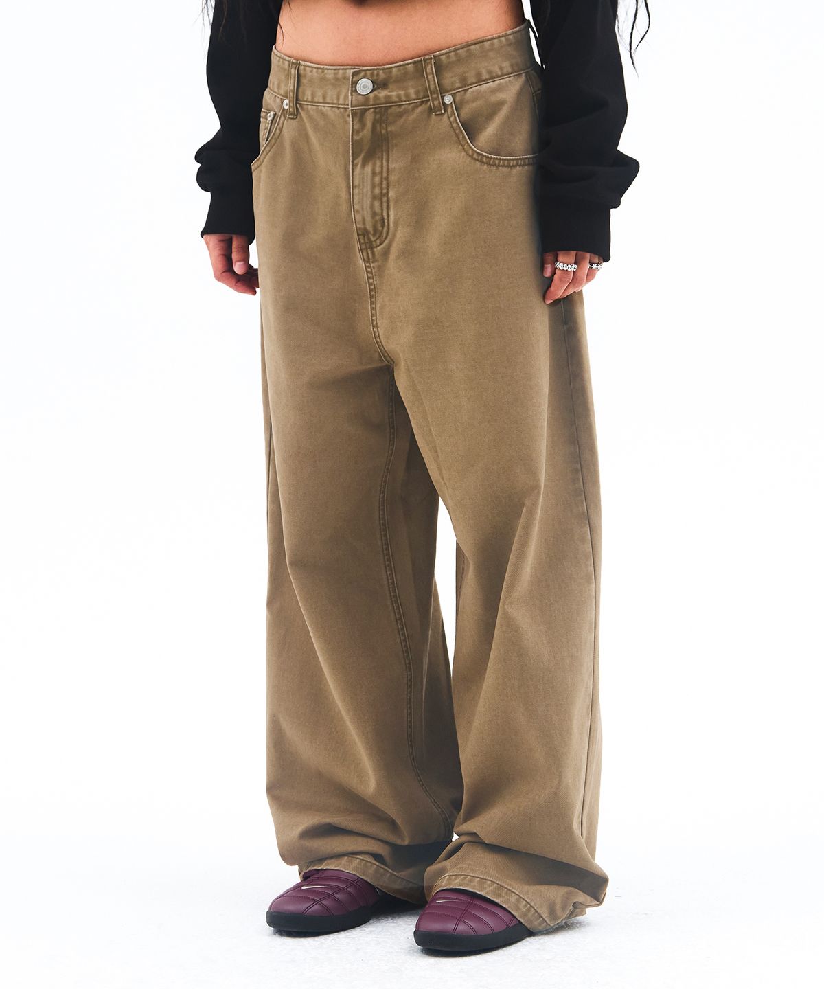 아메스 월드와이드(AMES-WORLDWIDE) OVERFIT COTTON PANTS BROWN