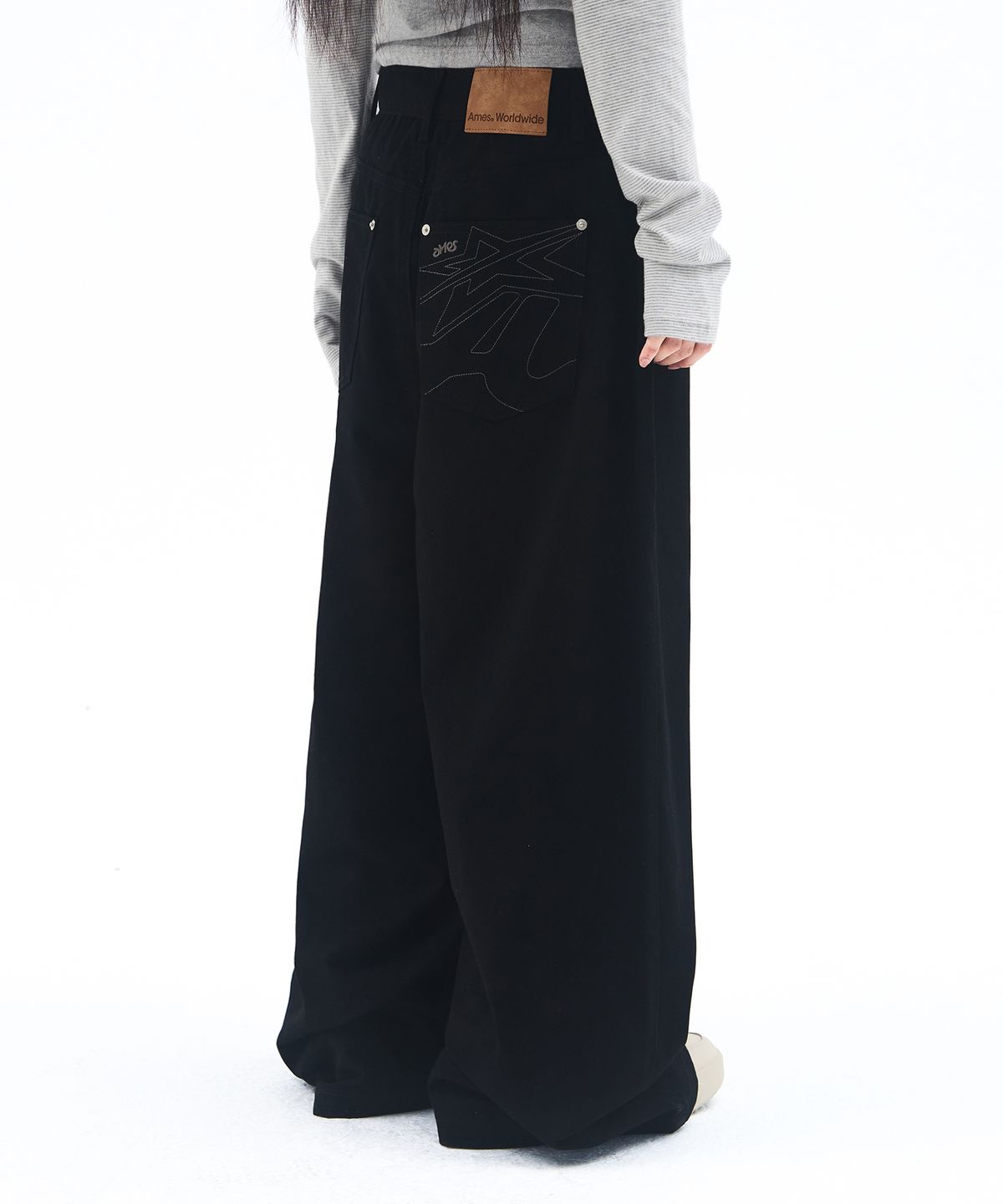 아메스 월드와이드(AMES-WORLDWIDE) OVERFIT COTTON PANTS BLACK