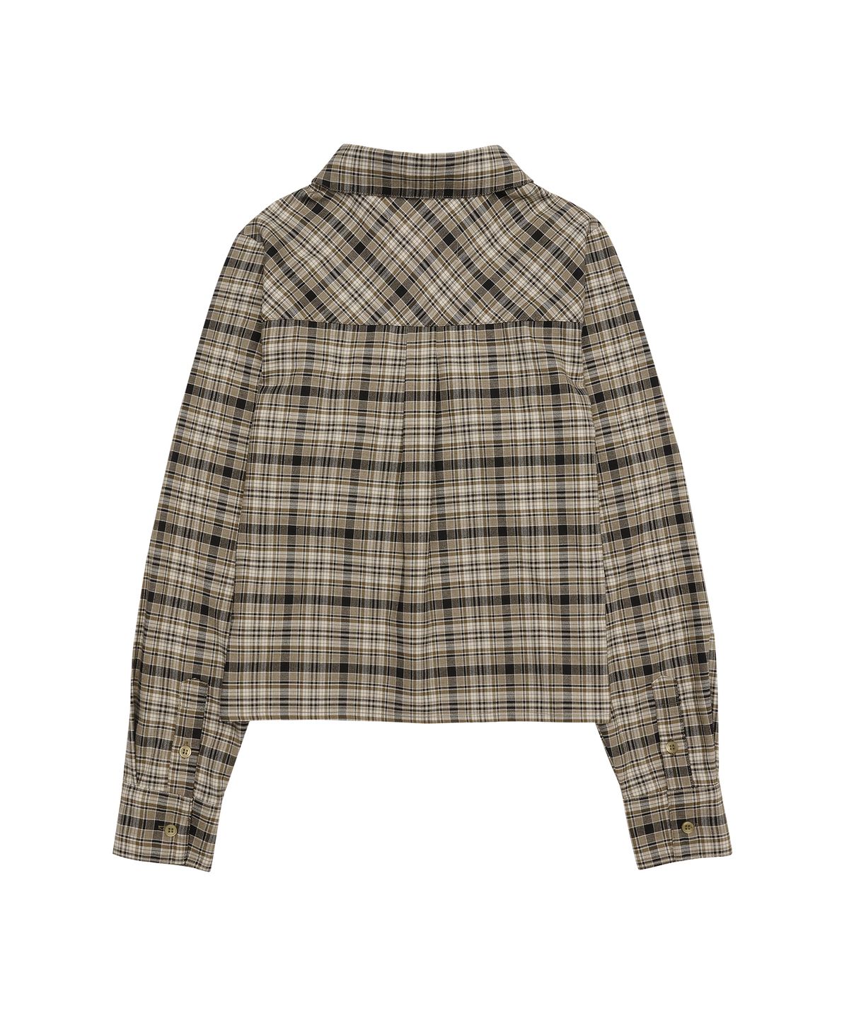아메스 월드와이드(AMES-WORLDWIDE) CROP SHIRRING CHECK SHIRTS BROWN