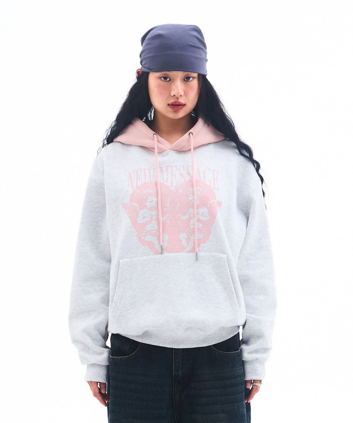 아메스 월드와이드(AMES-WORLDWIDE) ANGELS TWO TONE HOODIE LIGHT GREY