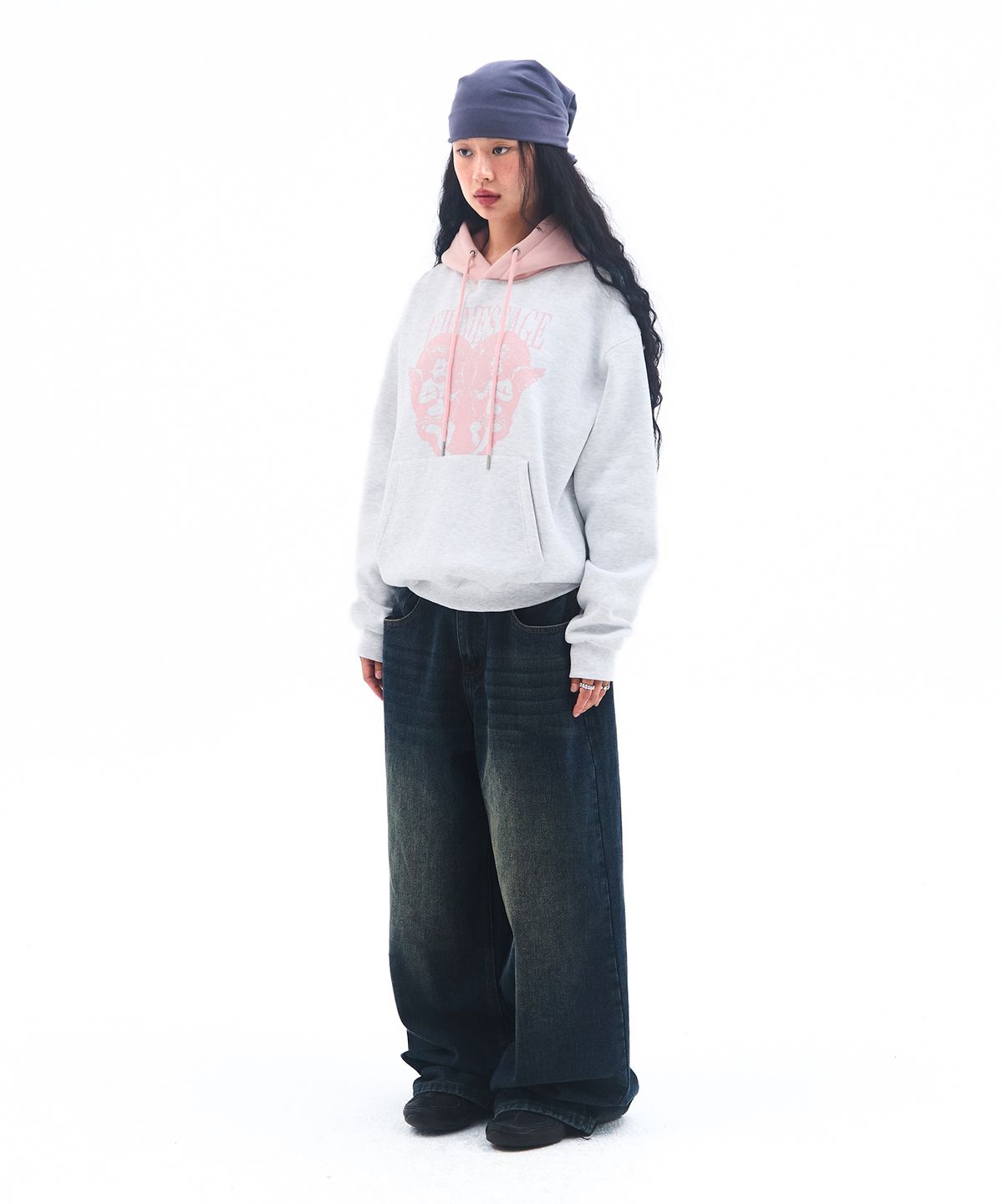 아메스 월드와이드(AMES-WORLDWIDE) ANGELS TWO TONE HOODIE LIGHT GREY