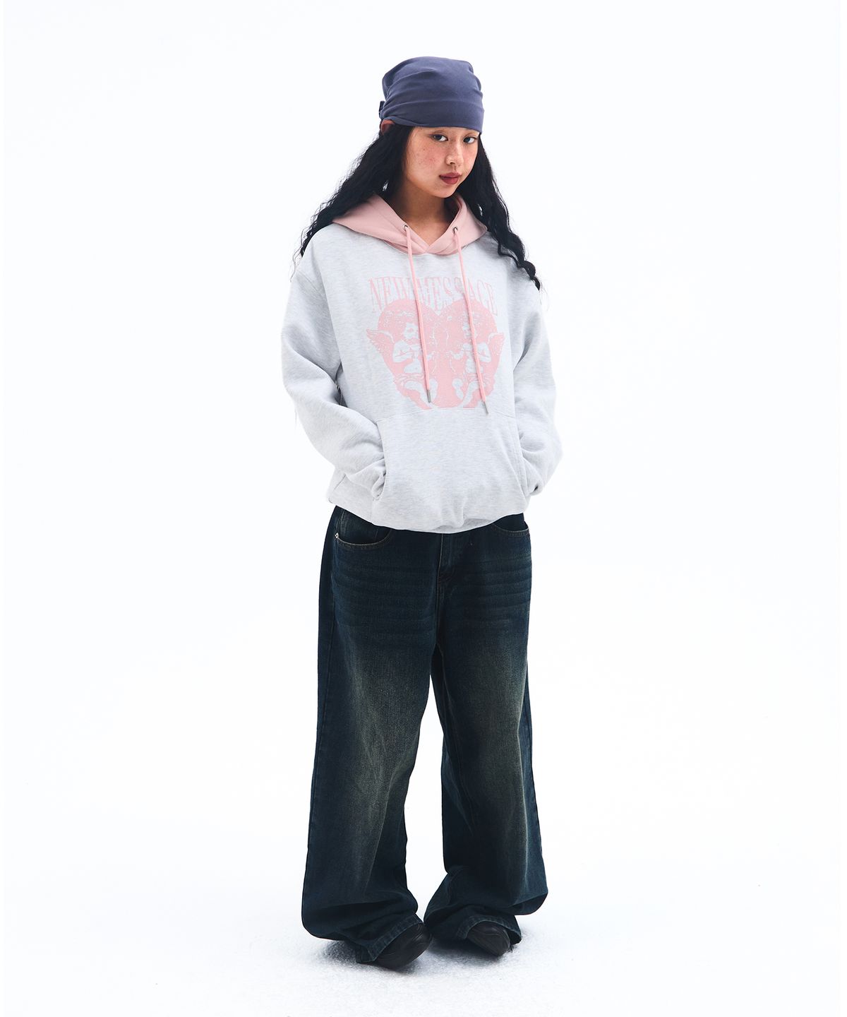 아메스 월드와이드(AMES-WORLDWIDE) ANGELS TWO TONE HOODIE LIGHT GREY
