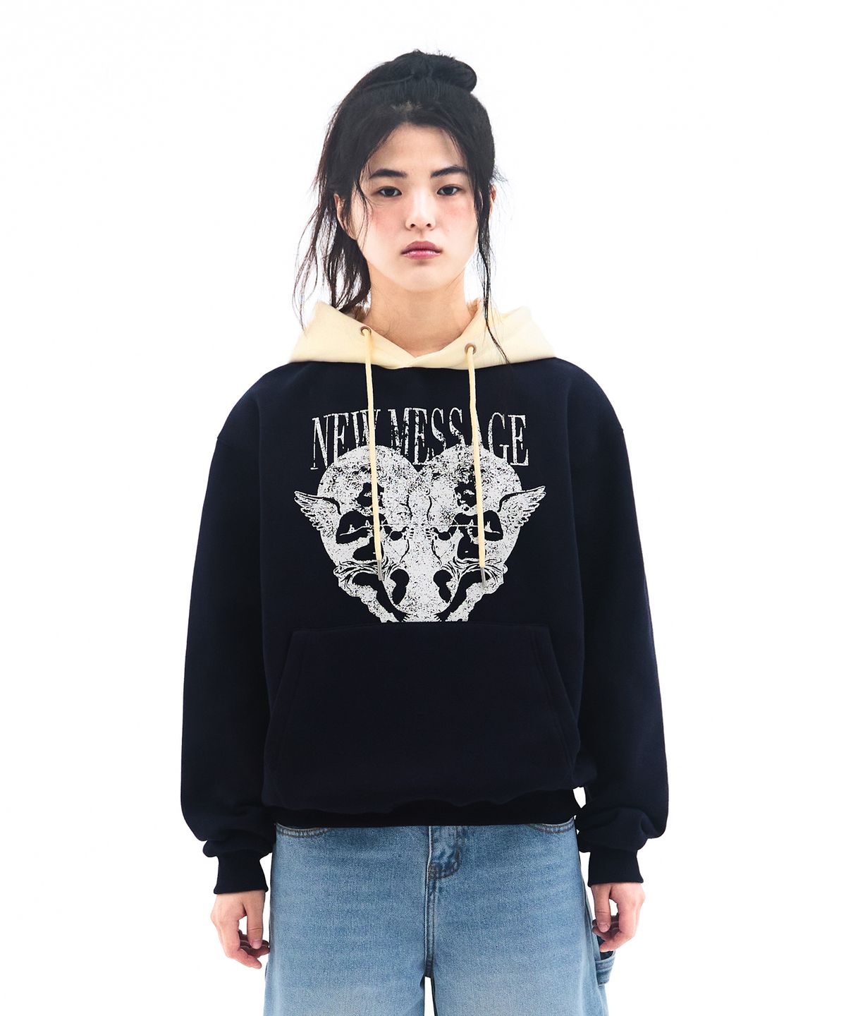 아메스 월드와이드(AMES-WORLDWIDE) ANGELS TWO TONE HOODIE NAVY