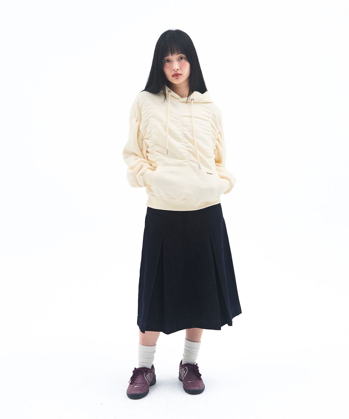 아메스 월드와이드(AMES-WORLDWIDE) SHIRRING HOODIE CREAM