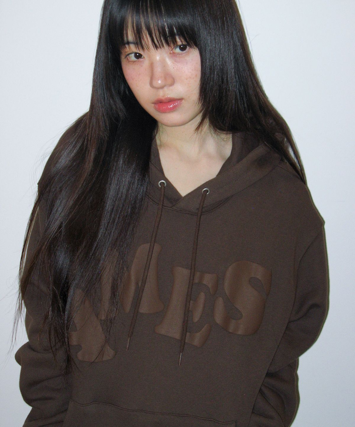 아메스 월드와이드(AMES-WORLDWIDE) BIG TYPO HOODIE BROWN