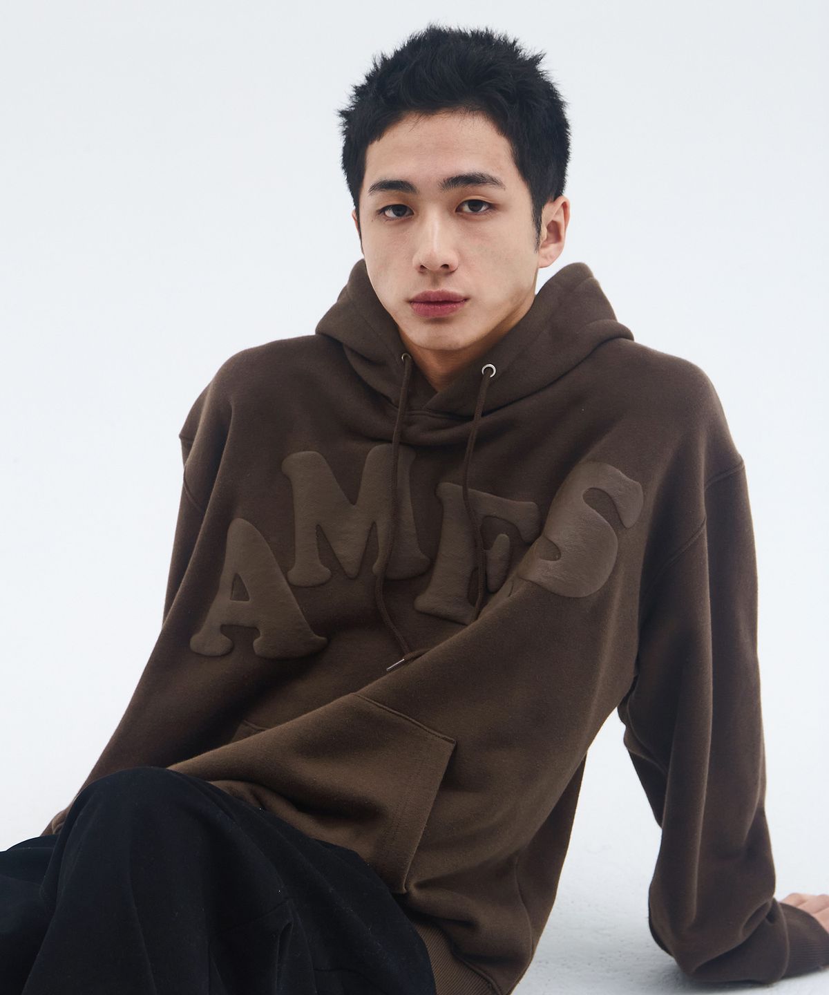 아메스 월드와이드(AMES-WORLDWIDE) BIG TYPO HOODIE BROWN