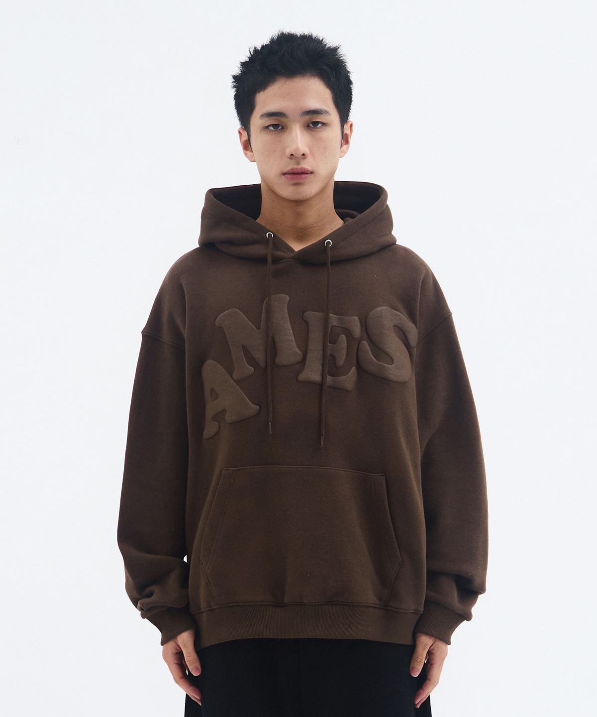 아메스 월드와이드(AMES-WORLDWIDE) BIG TYPO HOODIE BROWN