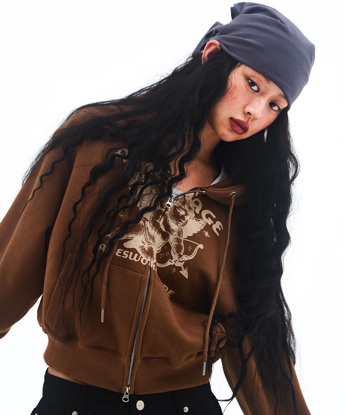 아메스 월드와이드(AMES-WORLDWIDE) BABY ANGEL HOODIE ZIP UP BROWN