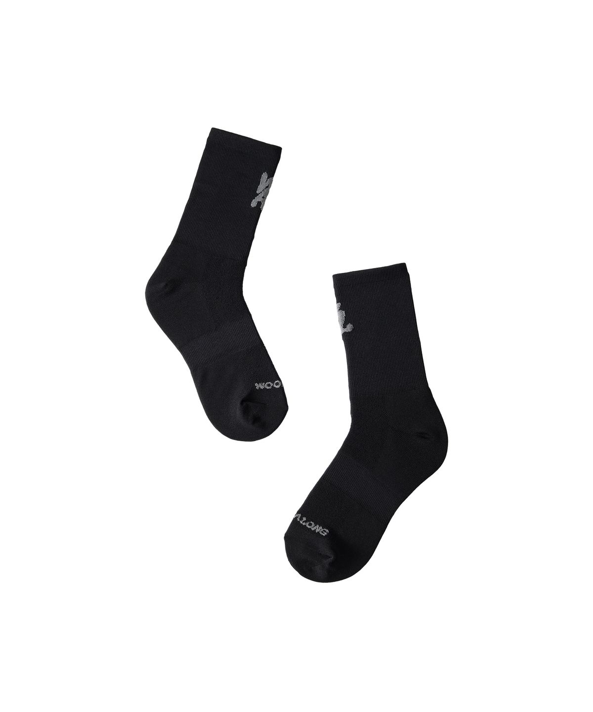 우알롱(WOOALONG) Daily Two-Tone Running Crew Socks - BLACK