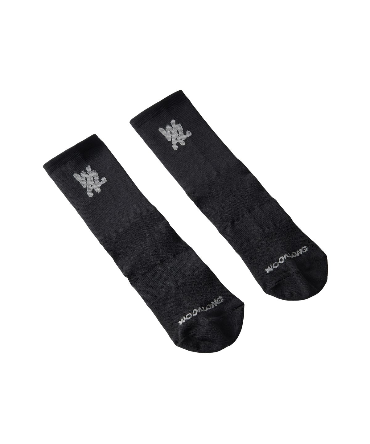 우알롱(WOOALONG) Daily Two-Tone Running Crew Socks - BLACK