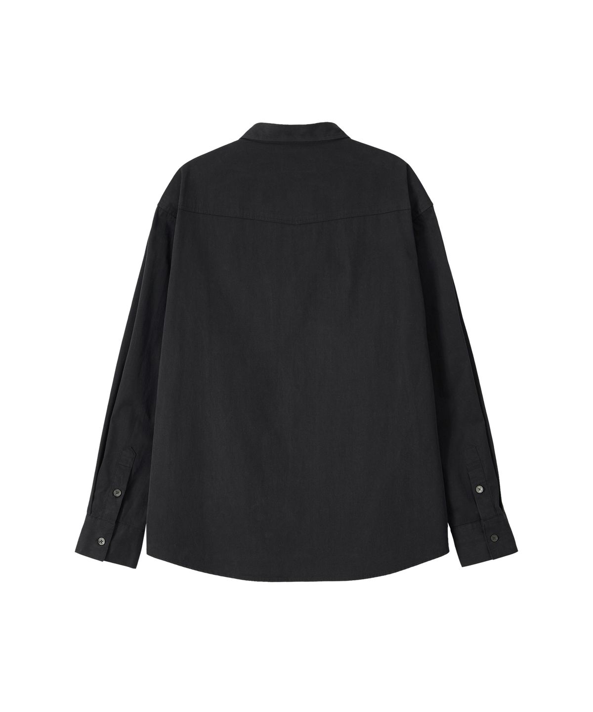 우알롱(WOOALONG) Diagonal Muted Garment-Washed Shirt - BLACK