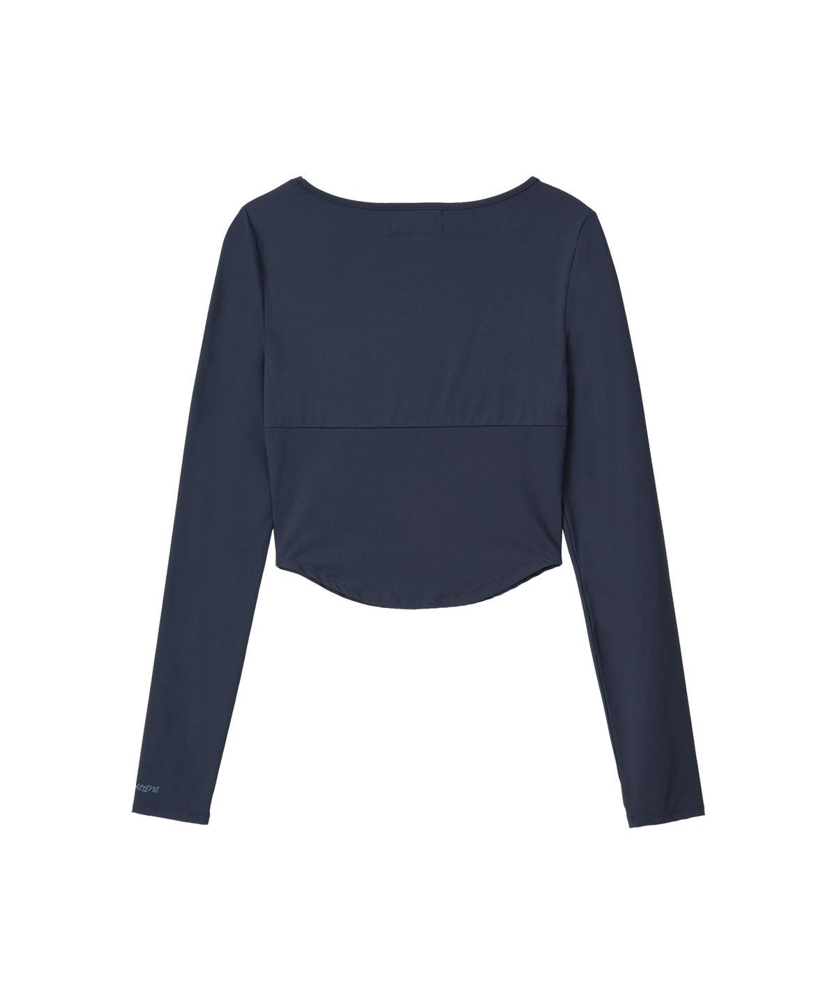 우알롱(WOOALONG) Nylon Buttoned Crop T-shirt [Fabric by ITALY] - NAVY
