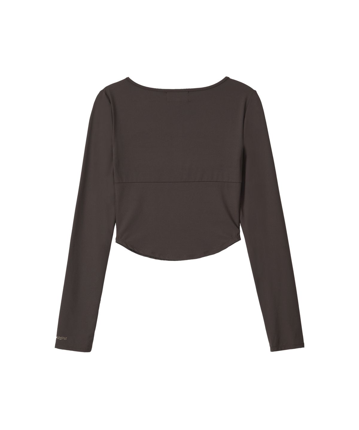우알롱(WOOALONG) Nylon Buttoned Crop T-shirt [Fabric by ITALY] - BROWN