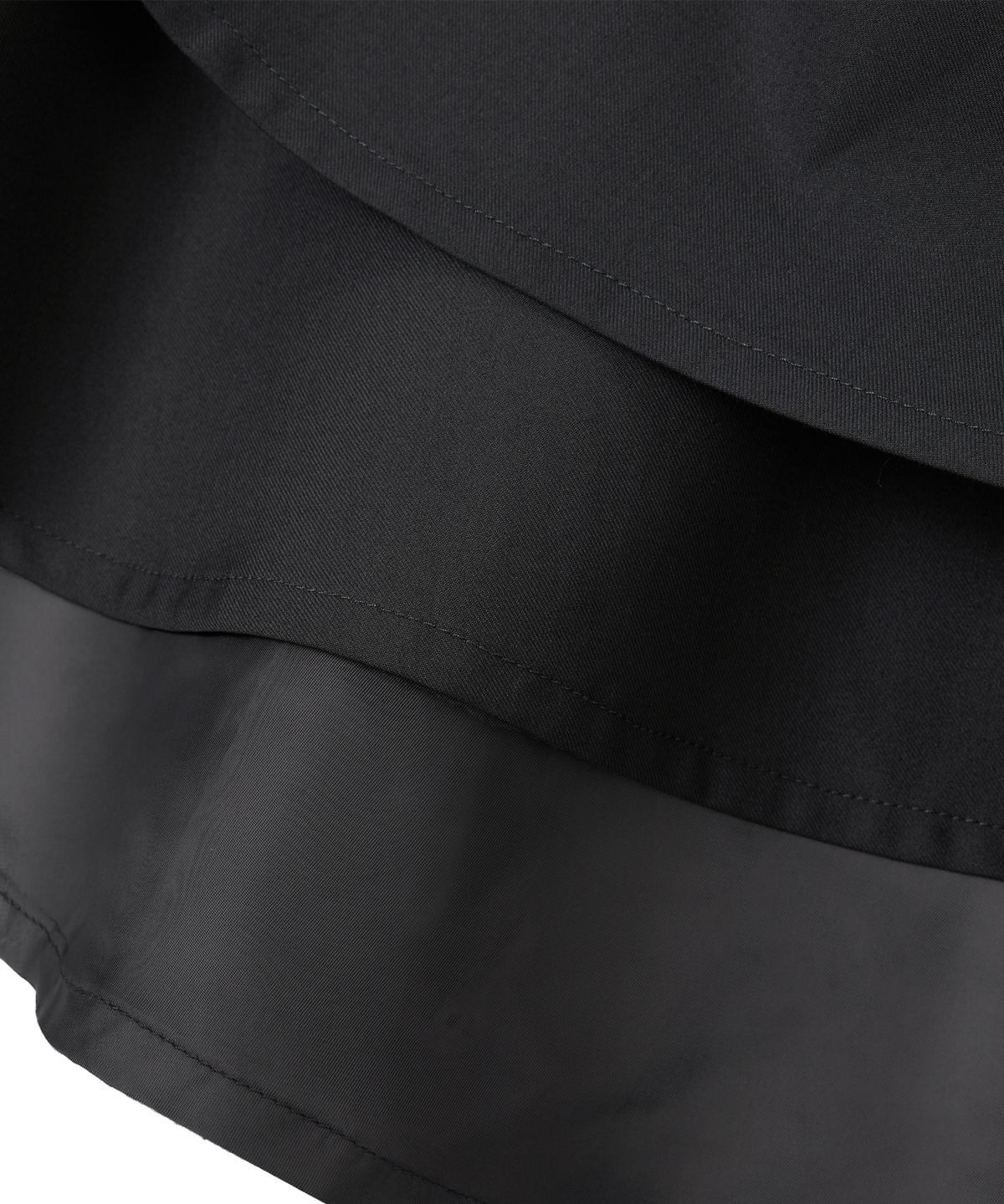 우알롱(WOOALONG) Asymmetric Unbalanced Layered Skirt - BLACK