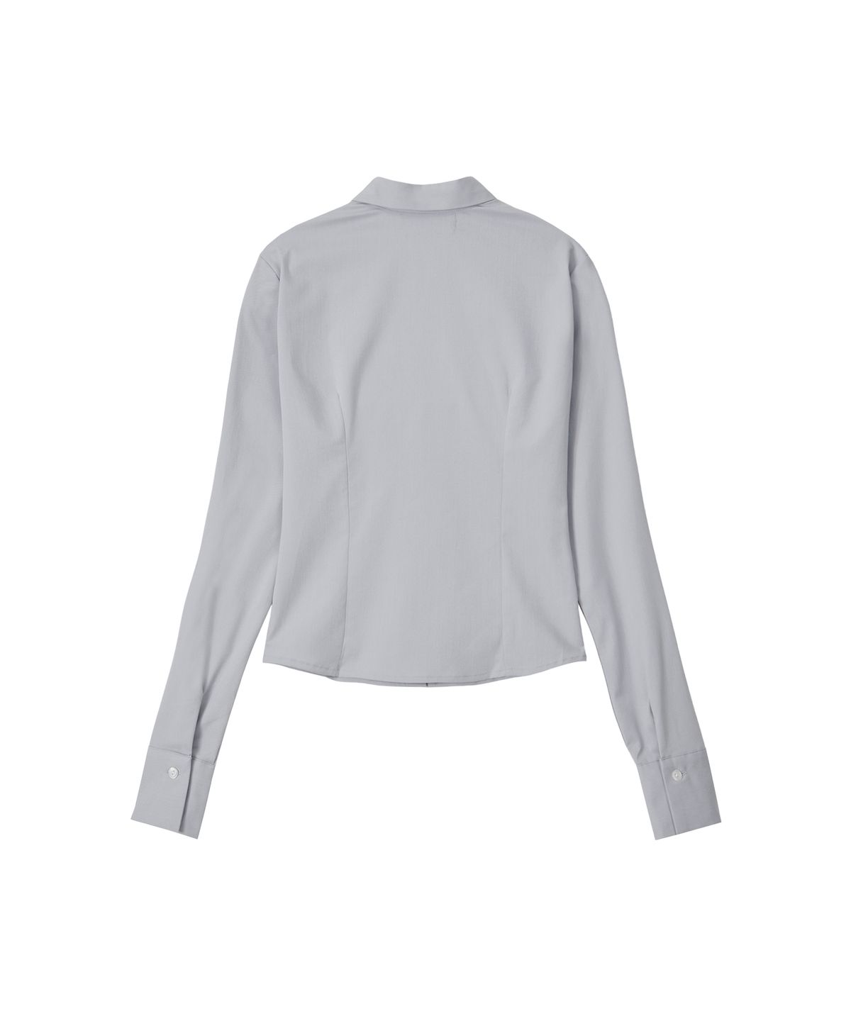 우알롱(WOOALONG) Sleek Span Slim Line Crop Shirt - GREY