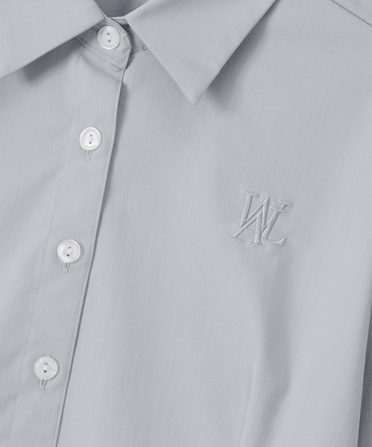 우알롱(WOOALONG) Sleek Span Slim Line Crop Shirt - GREY