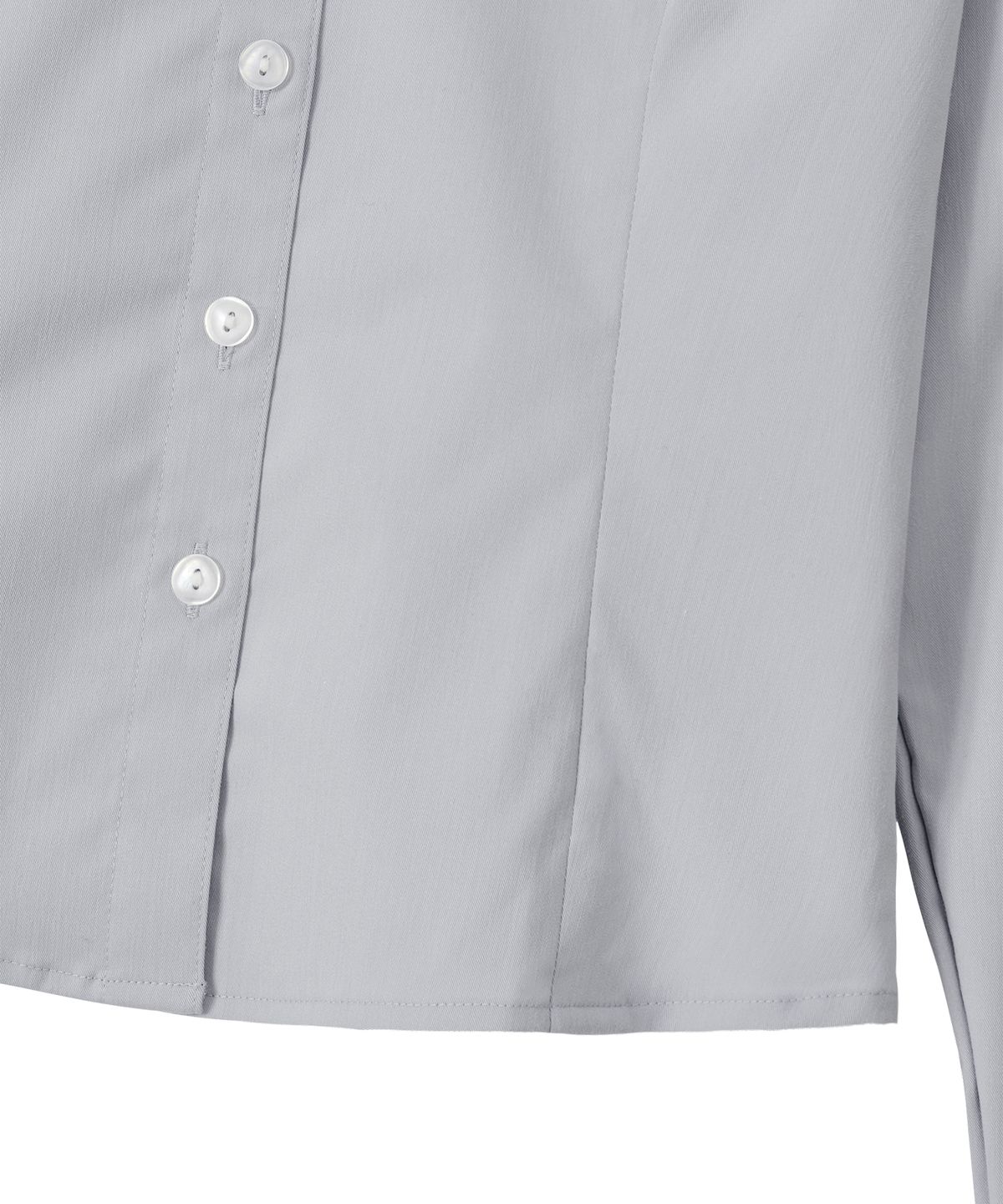 우알롱(WOOALONG) Sleek Span Slim Line Crop Shirt - GREY
