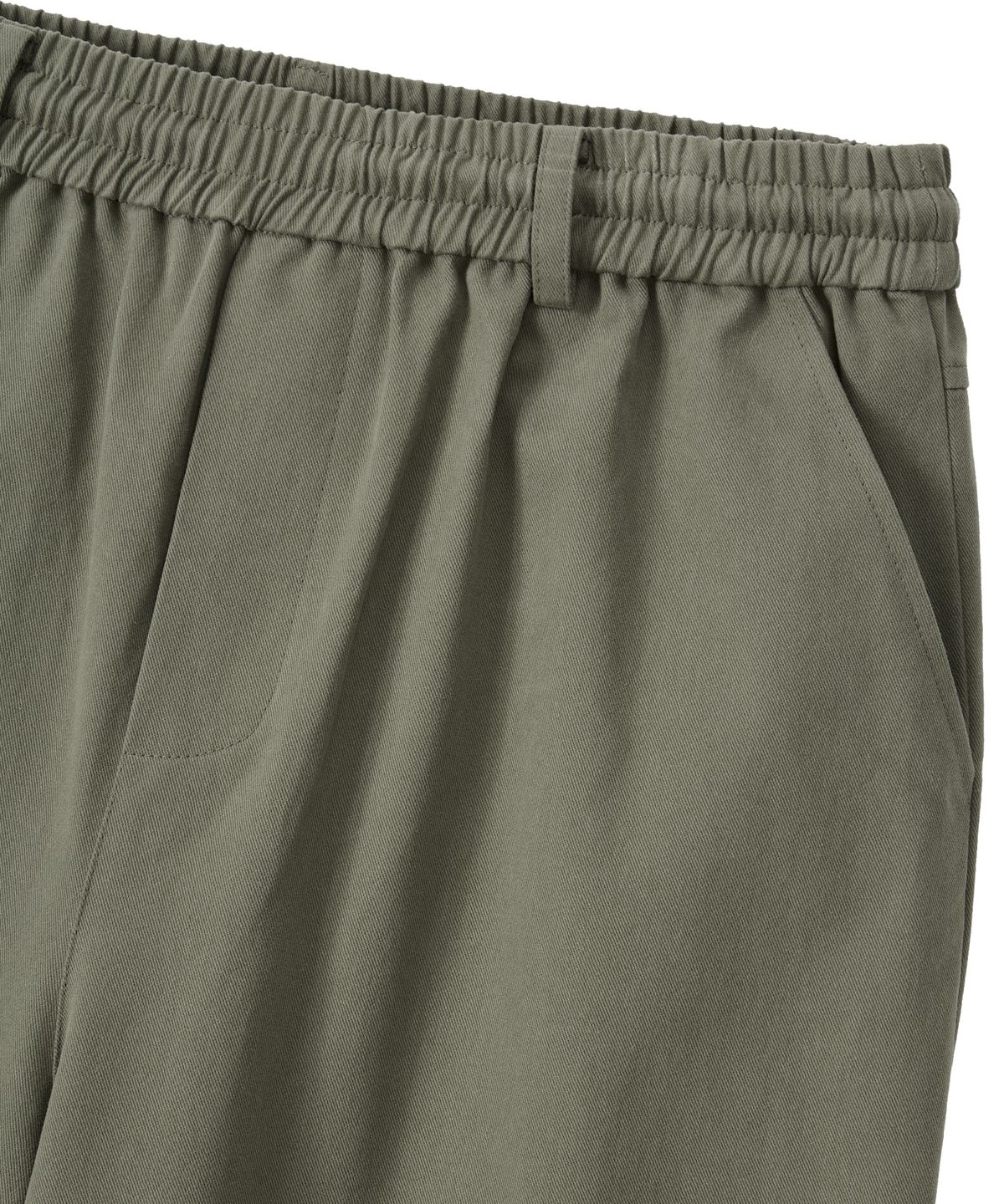우알롱(WOOALONG) Essential Twill String Banding Wide Pants - KHAKI