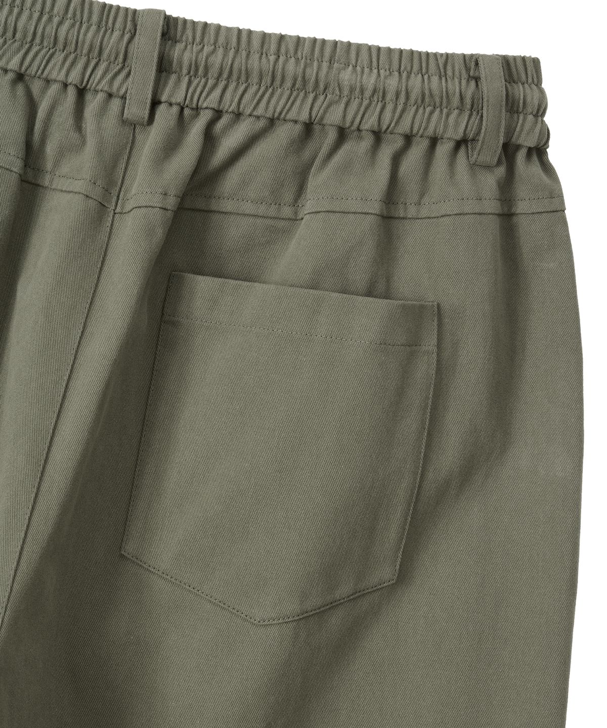 우알롱(WOOALONG) Essential Twill String Banding Wide Pants - KHAKI