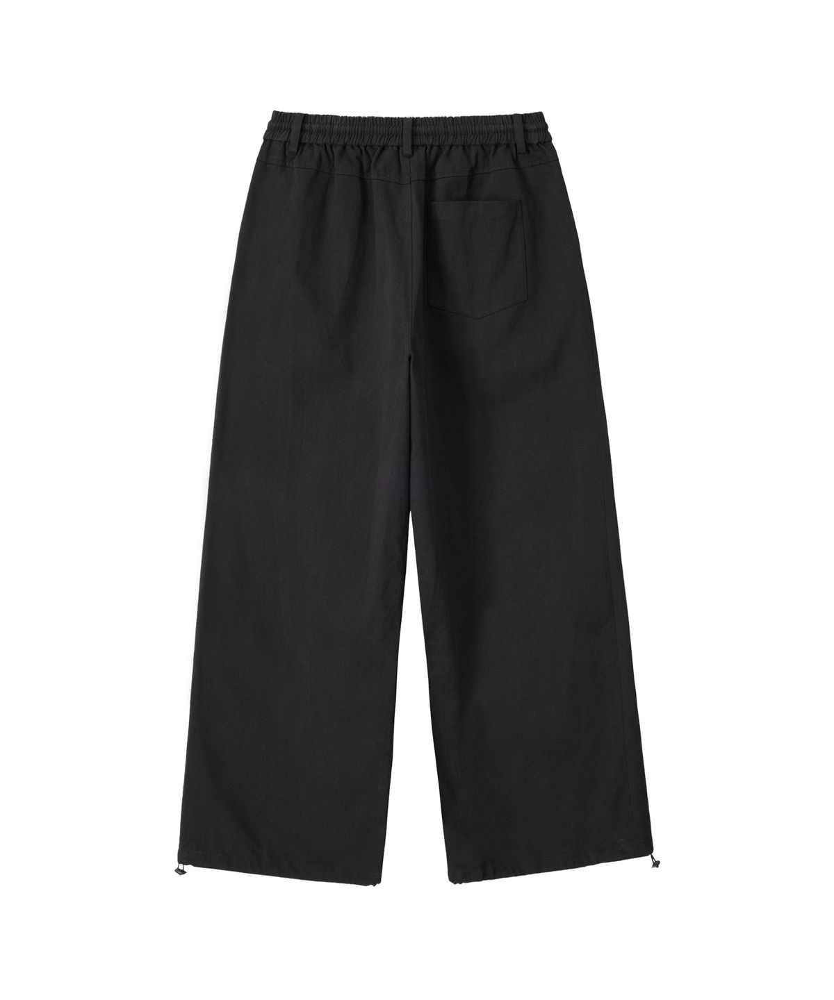 우알롱(WOOALONG) Essential Twill String Banding Wide Pants - BLACK