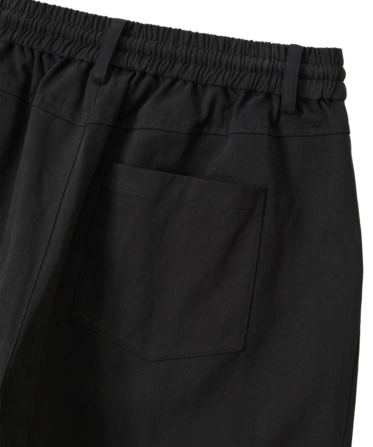 우알롱(WOOALONG) Essential Twill String Banding Wide Pants - BLACK