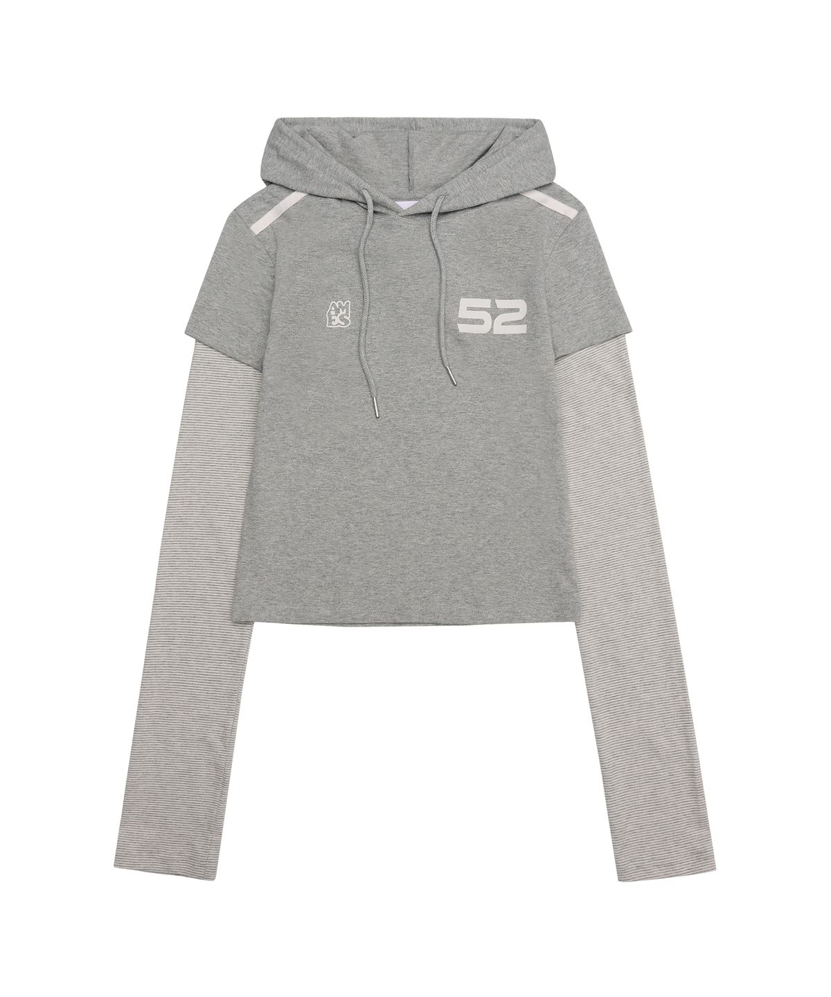 아메스 월드와이드(AMES-WORLDWIDE) HOODIE LAYERED LONGSLEEVE TEE GREY
