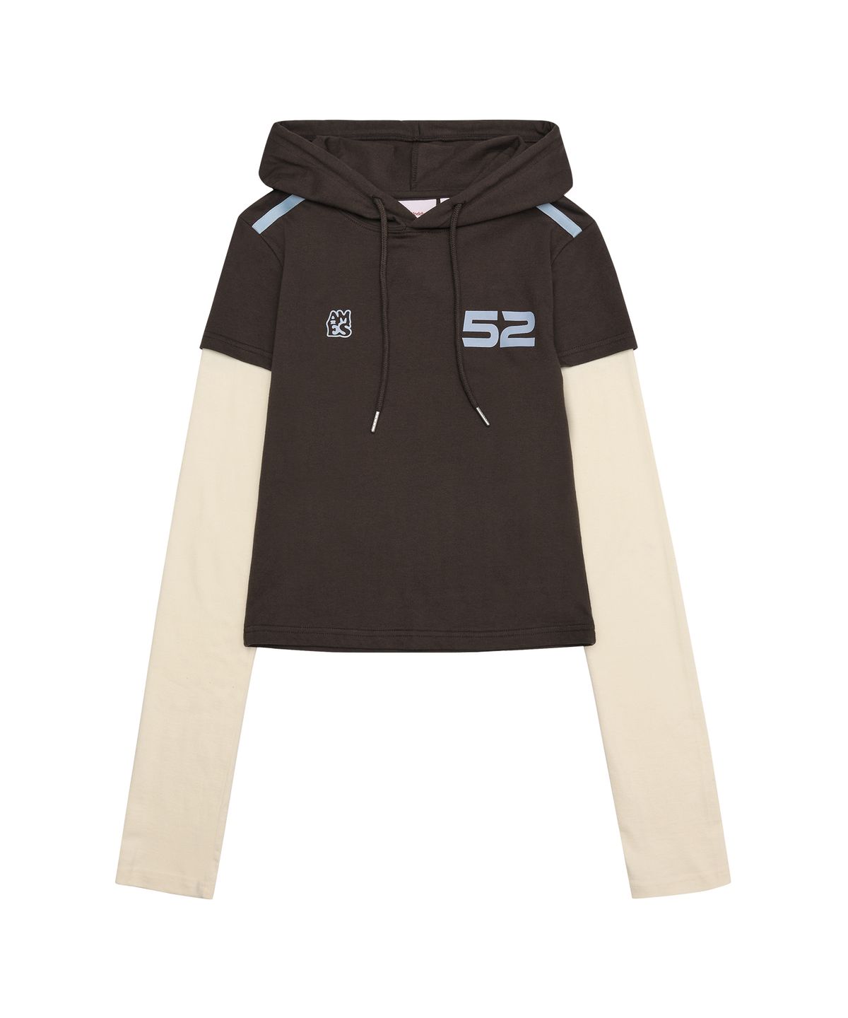 아메스 월드와이드(AMES-WORLDWIDE) HOODIE LAYERED LONGSLEEVE TEE BROWN
