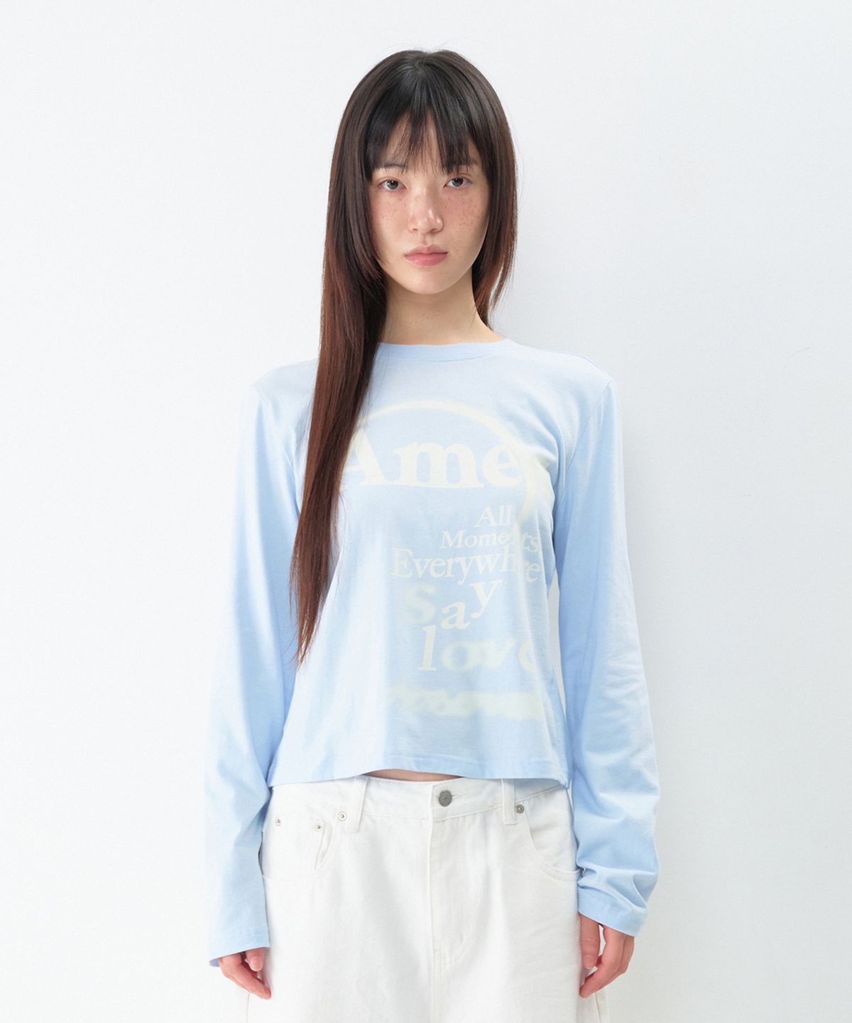 아메스 월드와이드(AMES-WORLDWIDE) BIG TYPO LONGSLEEVE TEE SKY BLUE