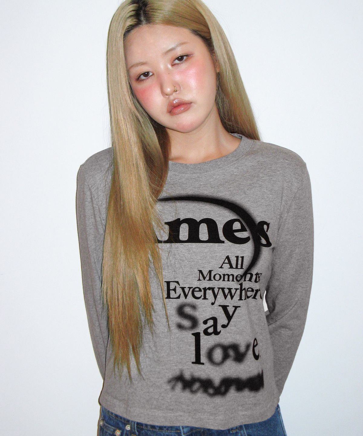 아메스 월드와이드(AMES-WORLDWIDE) BIG TYPO LONGSLEEVE TEE GREY