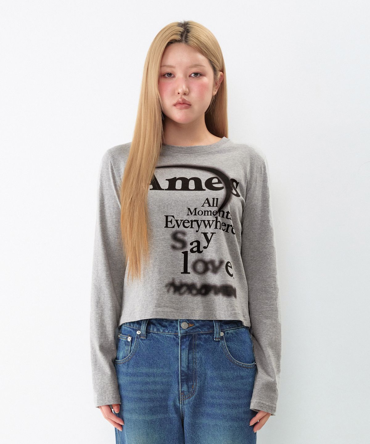아메스 월드와이드(AMES-WORLDWIDE) BIG TYPO LONGSLEEVE TEE GREY