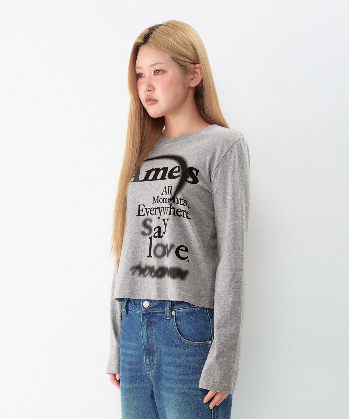 아메스 월드와이드(AMES-WORLDWIDE) BIG TYPO LONGSLEEVE TEE GREY