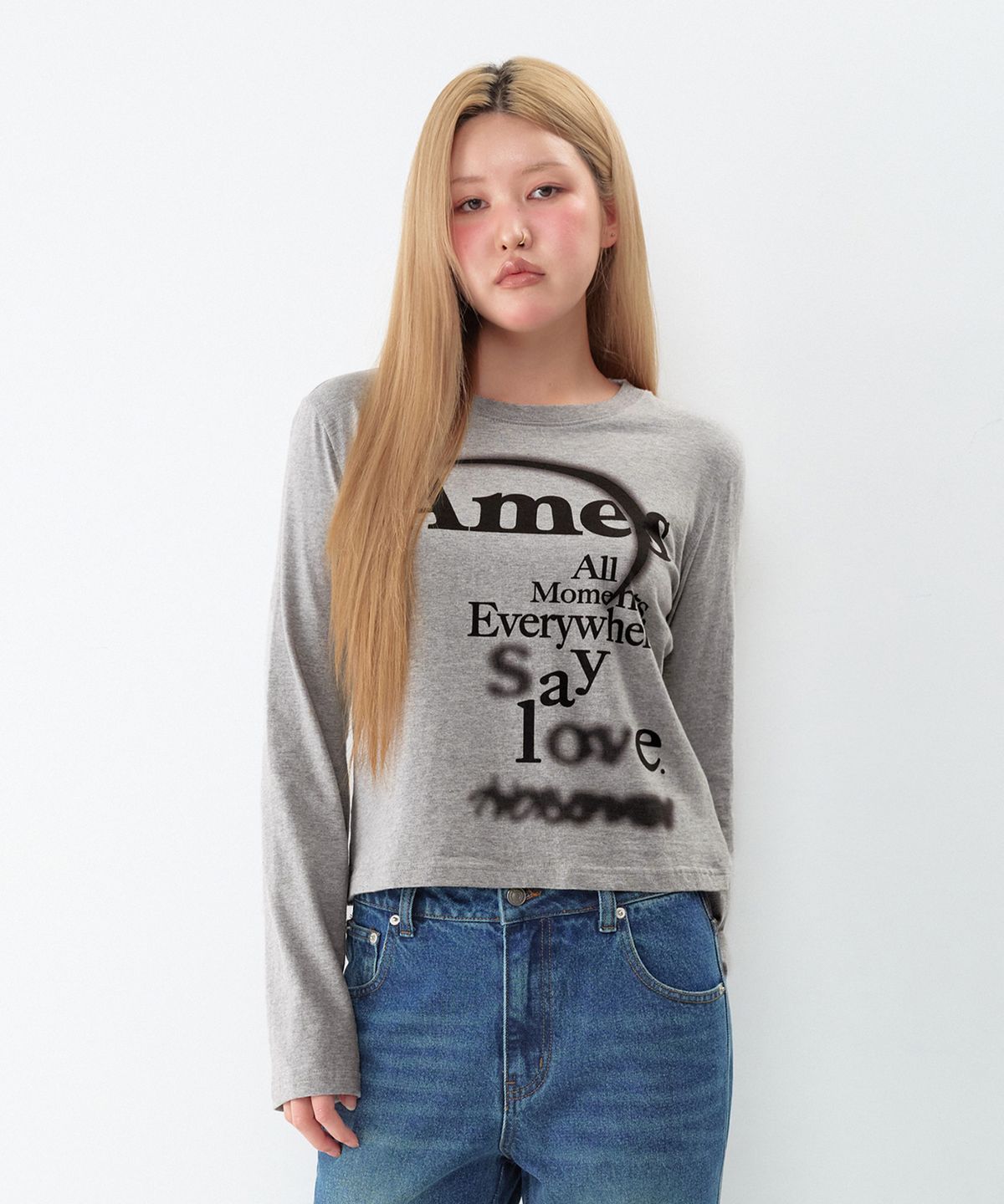 아메스 월드와이드(AMES-WORLDWIDE) BIG TYPO LONGSLEEVE TEE GREY