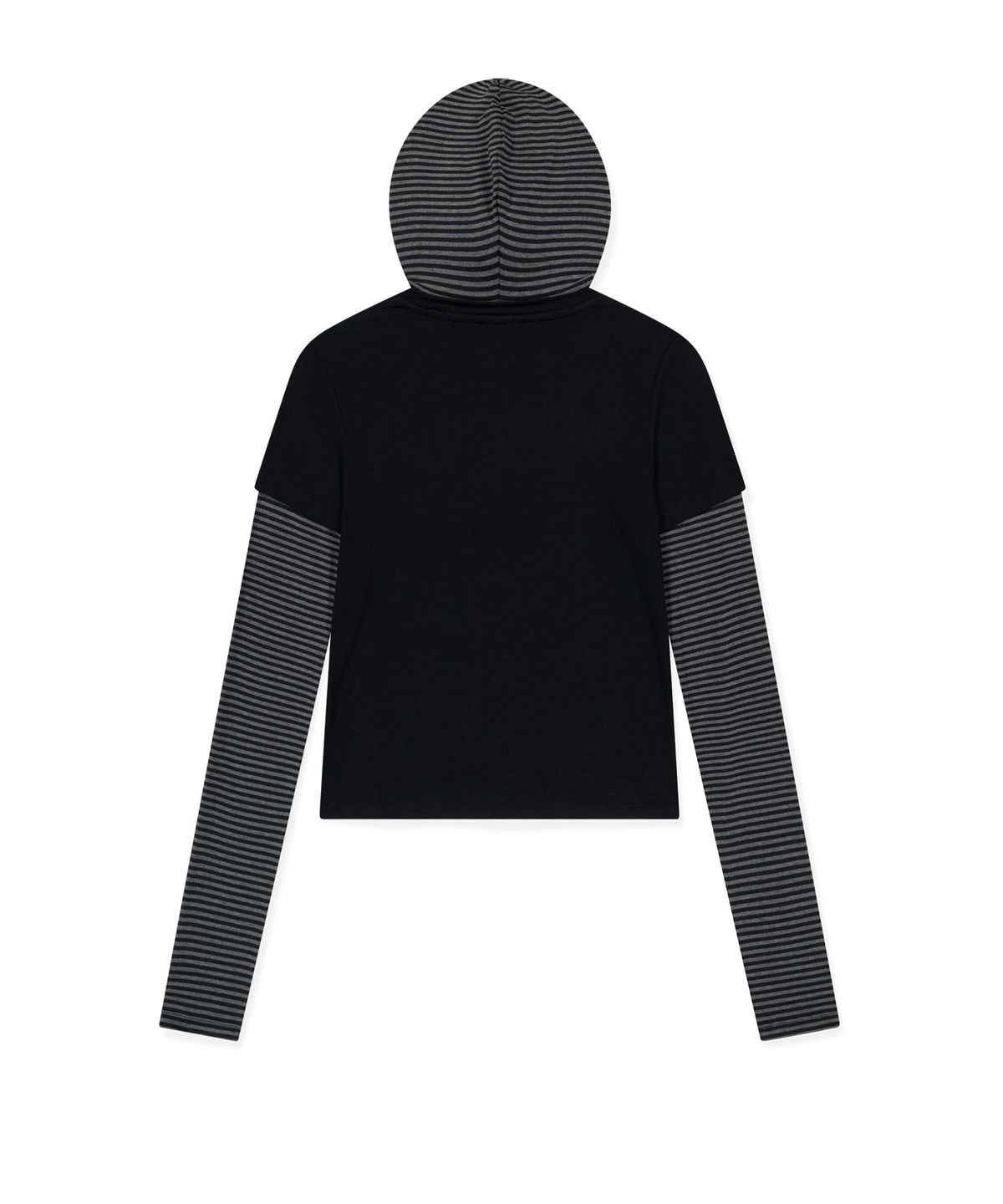 썬러브투어(SUNLOVETOUR) W Prose Layered Hooded Tee Black