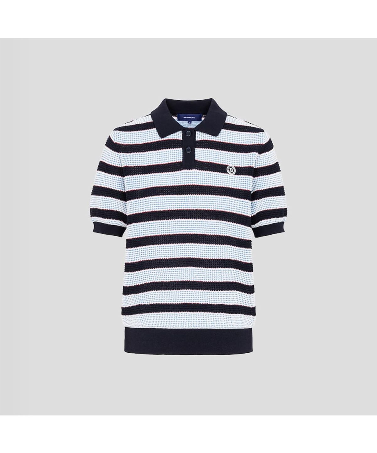 빈폴골프(BEANPOLE GOLF) 여성 투톤조직 반소매 풀오버 - 네이비