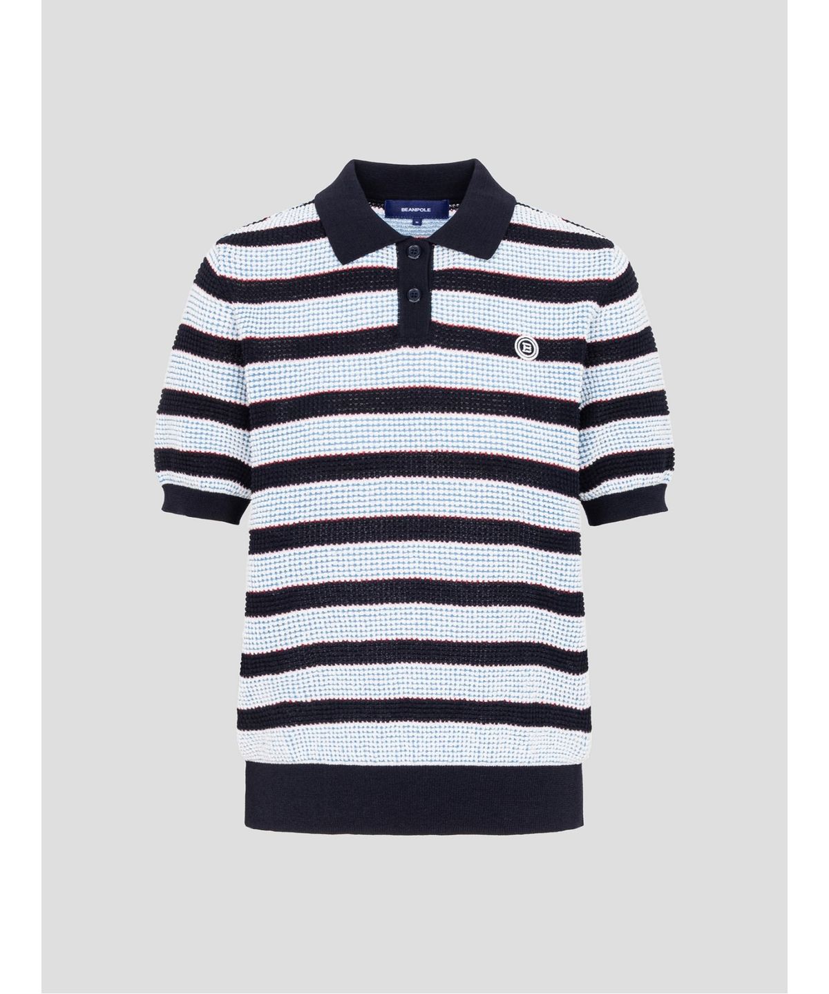 빈폴골프(BEANPOLE GOLF) 여성 투톤조직 반소매 풀오버 - 네이비