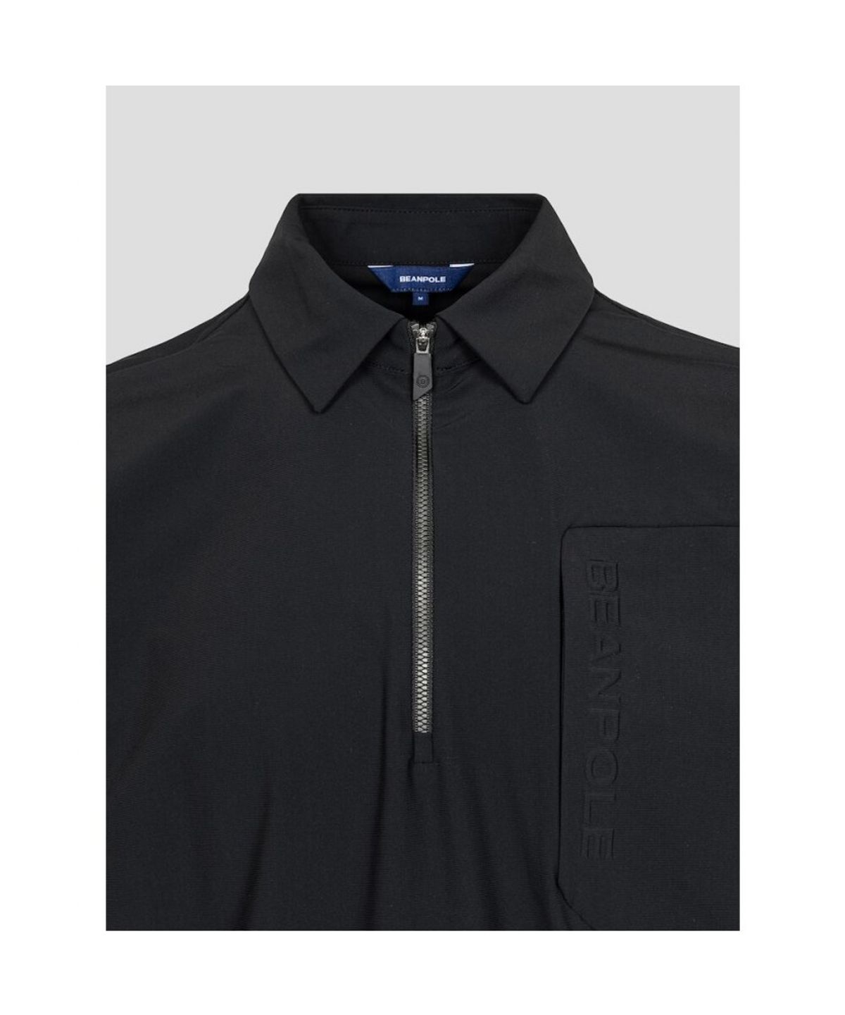 빈폴골프(BEANPOLE GOLF) 남성 우븐 포켓 반집업 티셔츠 - 블랙
