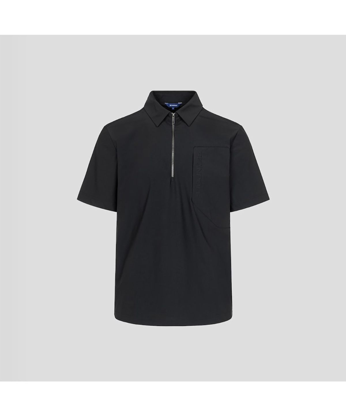 빈폴골프(BEANPOLE GOLF) 남성 우븐 포켓 반집업 티셔츠 - 블랙