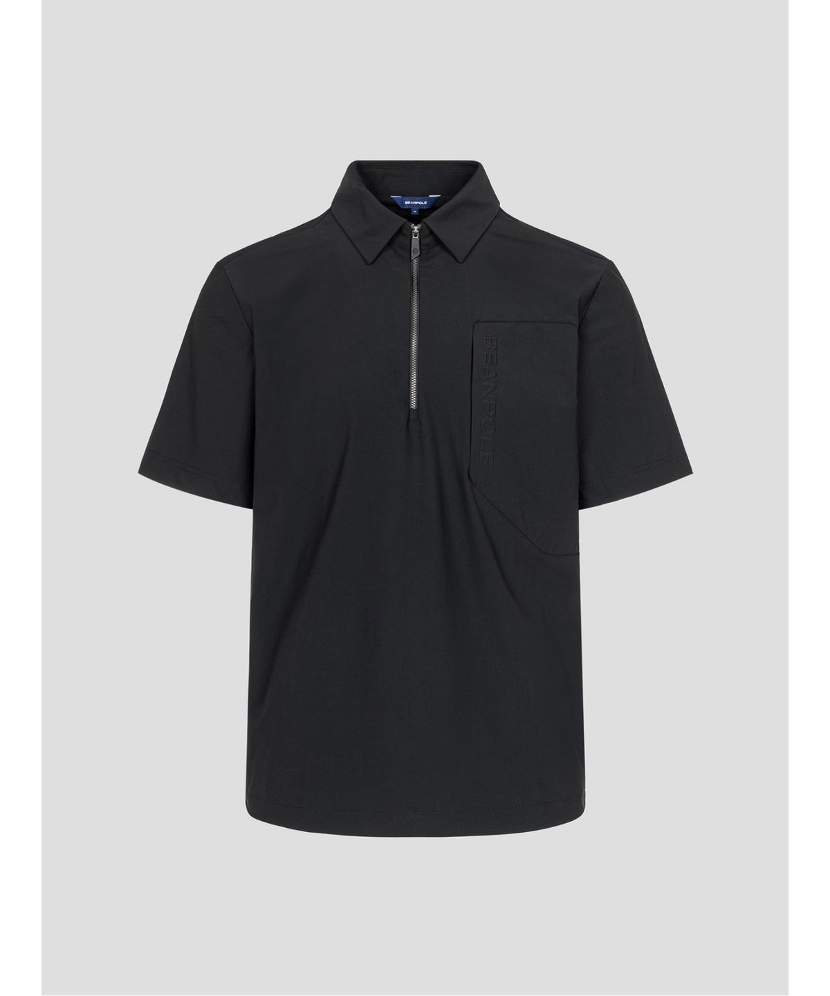 빈폴골프(BEANPOLE GOLF) 남성 우븐 포켓 반집업 티셔츠 - 블랙