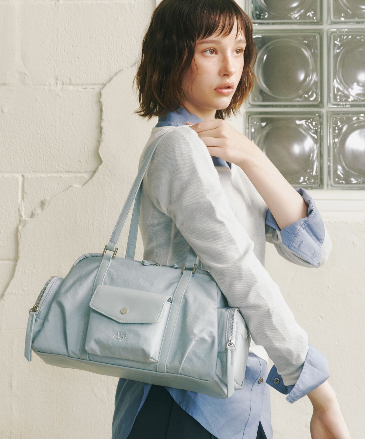 마스마룰즈(MASMARULEZ) Lumi nylon shoulder bag_Fog blue