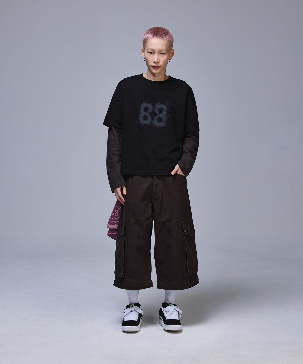 스켈리웩(SCALLYWAG) 88 크롭 레이어드 롱 슬리브[차콜]