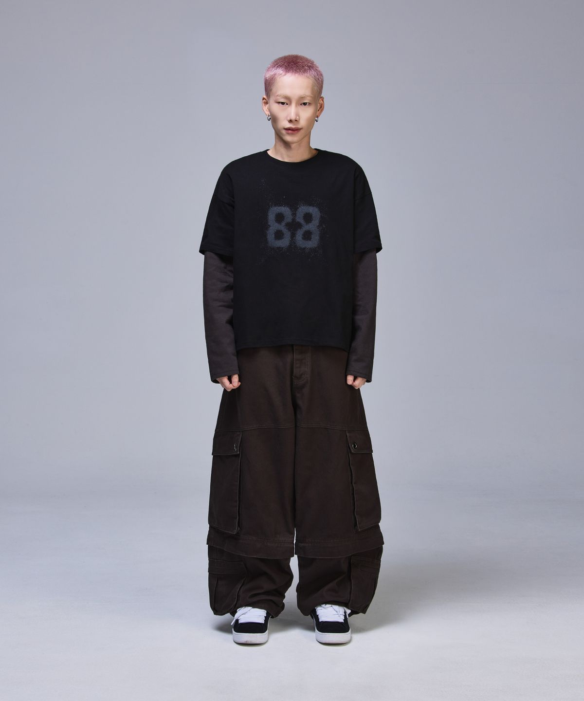 스켈리웩(SCALLYWAG) 88 크롭 레이어드 롱 슬리브[차콜]