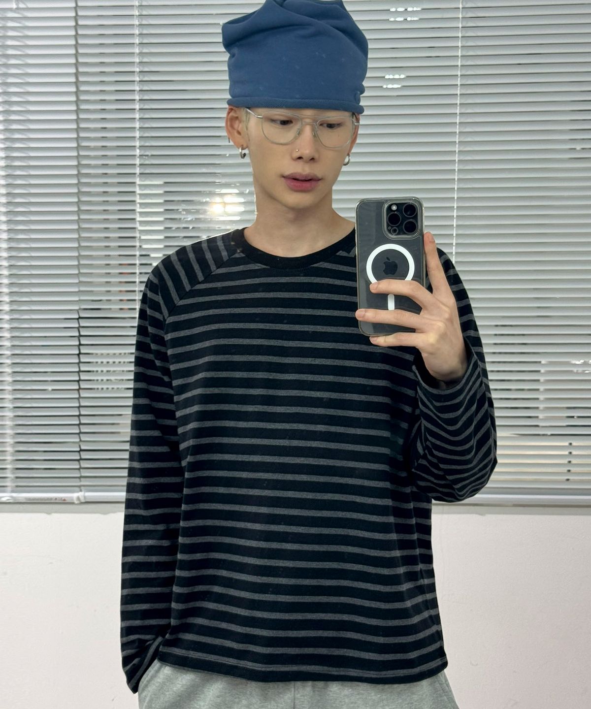 스켈리웩(SCALLYWAG) 크롭 래글런 롱 슬리브[스트라이프]