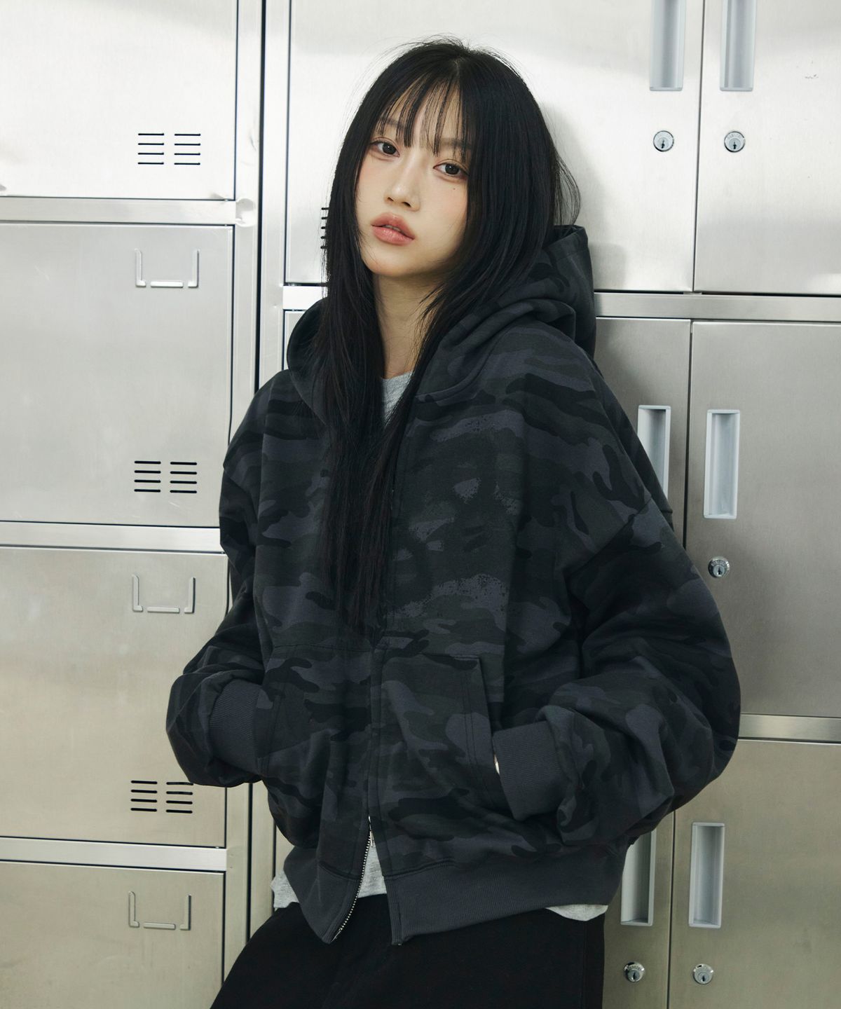 스켈리웩(SCALLYWAG) 88 크롭 후드 집업[카모]