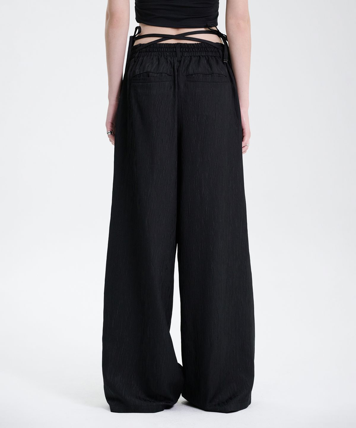 트리밍버드(TREEMINGBIRD) Jacquard Easy Set-up Pants [ Black ]